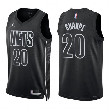 Nets #20 Day'Ron Sharpe Black Statement Swingman Jersey