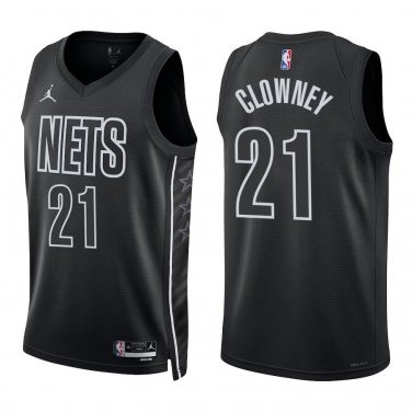 Nets #21 Noah Clowney Black Statement Swingman Jersey