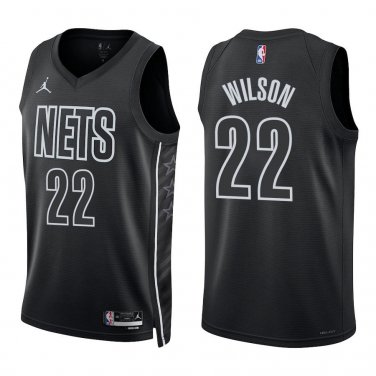 Nets #22 Jalen Wilson Black Statement Swingman Jersey