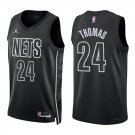 Nets #24 Cam Thomas Black Statement Swingman Jersey