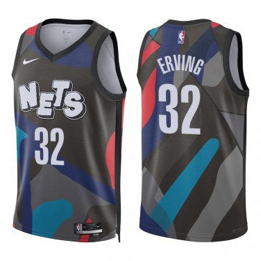 Nets #32 Julius Erving Black City Swingman Jersey