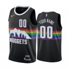 Nuggets #00 Custom Name And Number Black Rainbow Swingman Jersey