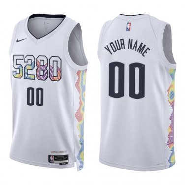 Nuggets #00 Custom Name And Number White City Swingman Jersey