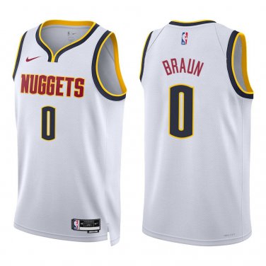 Nuggets #0 Christian Braun White Swingman Jersey