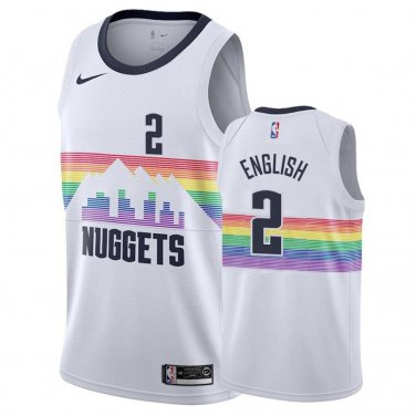 Nuggets #2 Alex English White Rainbow Swingman Jersey