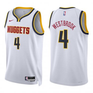 Nuggets #4 Russell Westbrook White Swingman Jersey