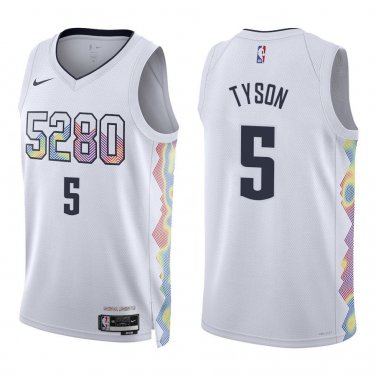 Nuggets #5 Hunter Tyson White City Swingman Jersey