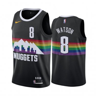 Nuggets #8 Peyton Watson Black Rainbow Swingman Jersey