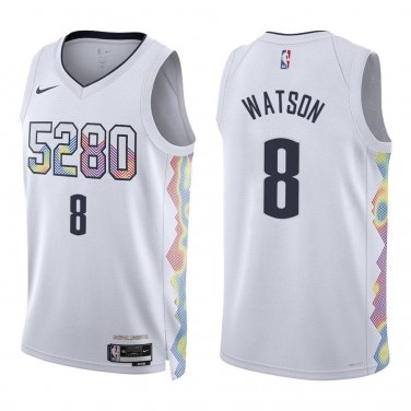 Nuggets #8 Peyton Watson White City Swingman Jersey