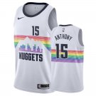 Nuggets #15 Carmelo Anthony White Rainbow Swingman Jersey