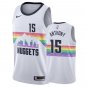 Nuggets #15 Carmelo Anthony White Rainbow Swingman Jersey