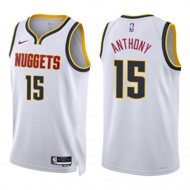 Nuggets #15 Carmelo Anthony White Swingman Jersey