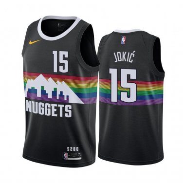 Nuggets #15 Nikola Jokic Black Rainbow Swingman Jersey