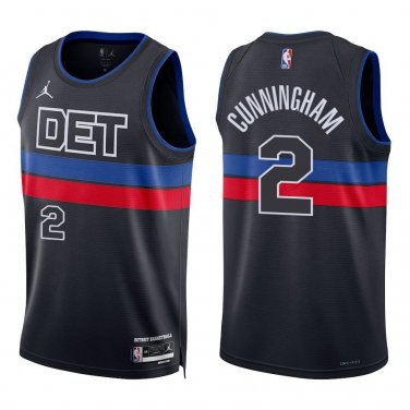 Pistons #2 Cade Cunningham Black Statement Swingman Jersey
