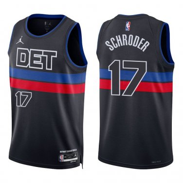 Pistons #17 Dennis Schroder Black Statement Swingman Jersey
