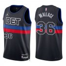Pistons #36 Rasheed Wallace Black Statement Swingman Jersey