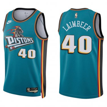 Pistons #40 Bill Laimbeer Teal Swingman Jersey