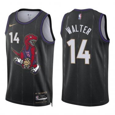 Raptors #14 Ja'Kobe Walter Black City Swingman Jersey