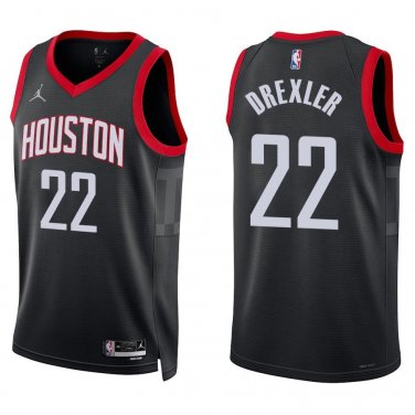 Rockets #22 Clyde Drexler Black Statement Swingman Jersey