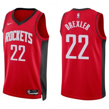 Rockets #22 Clyde Drexler Red Swingman Jersey
