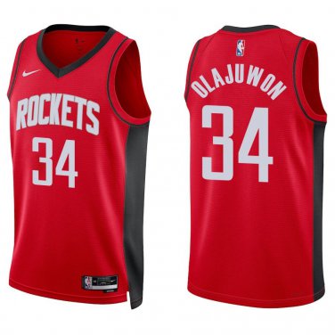 Rockets #34 Hakeem Olajuwon Red Swingman Jersey