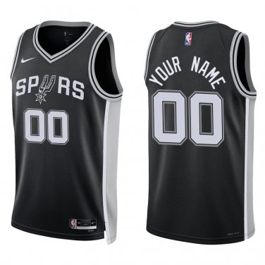 Spurs #00 Custom Name And Number Black Swingman Jersey