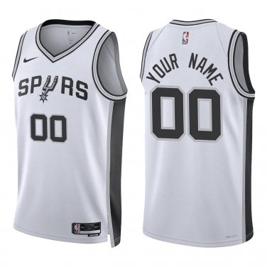 Spurs #00 Custom Name And Number White Swingman Jersey