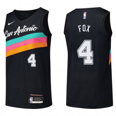 Spurs #4 De'Aaron Fox Black Rainbow Swingman Jersey