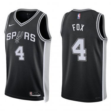 Spurs #4 De'Aaron Fox Black Swingman Jersey