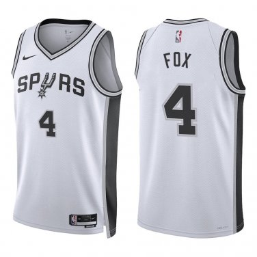 Spurs #4 De'Aaron Fox White Swingman Jersey