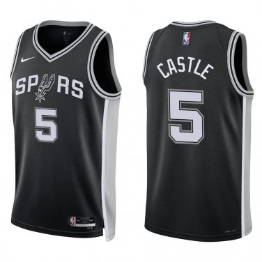 Spurs #5 Stephon Castle Black Swingman Jersey