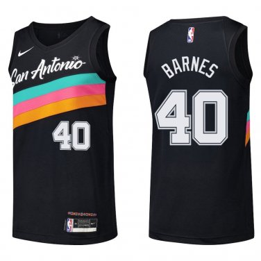 Spurs #40 Harrison Barnes Black Rainbow Swingman Jersey