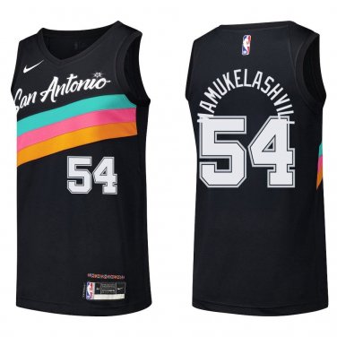 Spurs #54 Sandro Mamukelashvili Black Rainbow Swingman Jersey