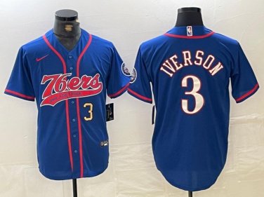 Allen Iverson #3 Philadelphia 76ers Stitched Jersey Royal