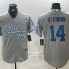 Amon-Ra St. Brown #14 Detroit Lions Stitched Jersey Gray