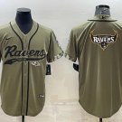 Activewear  Baltimore Ravens Uniform Blank Jerseys Olive Salute Service Baseball Shirt