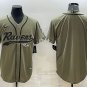 Activewear  Baltimore Ravens Uniform Blank Jerseys Olive Salute Service Baseball Shirt