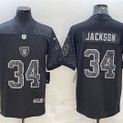 Activewear  Raiders Uniform #34 Bo Jackson Jerseys Black RFLCTV Limited Shirt