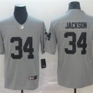 Activewear  Raiders Uniform #34 Bo Jackson Jerseys Gray Inverted Limited Shirt
