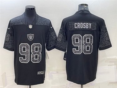 Activewear  Raiders Uniform #98 Maxx Crosby Jerseys Black RFLCTV Limited Shirt