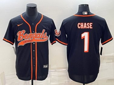 Activewear  Uniform #1 Ja'Marr Chase Jerseys Black Baseball CoolBase Shirt