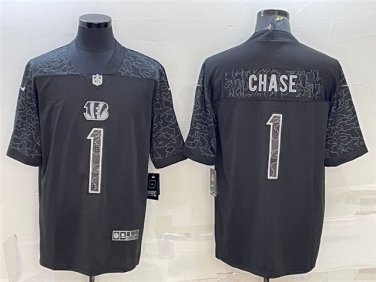 Activewear  Uniform #1 Ja'Marr Chase Jerseys Black RFLCTV Limited Shirt