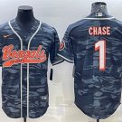 Activewear  Uniform #1 Ja'Marr Chase Jerseys Grey Camo Baseball CoolBase Shirt