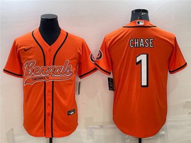 Activewear  Uniform #1 Ja'Marr Chase Jerseys Orange Baseball CoolBase Shirt