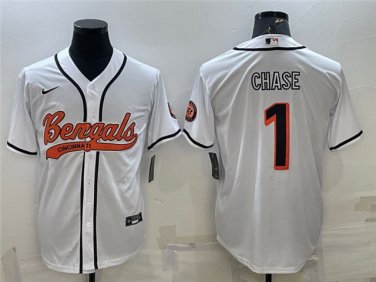 Activewear  Uniform #1 Ja'Marr Chase Jerseys White Baseball CoolBase Shirt