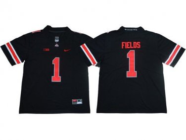 Activewear  Uniform #1 Justin Fields Jerseys Black Ohio Buckeyes College Shirt