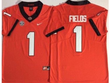 Activewear  Uniform #1 Justin Fields Jerseys Red GA Bulldogs College Shirt