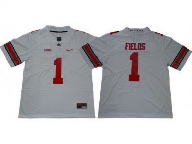 Activewear  Uniform #1 Justin Fields Jerseys White Ohio Buckeyes College Shirt