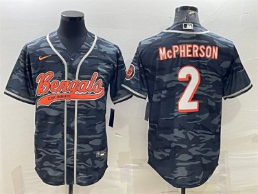 Activewear  Uniform #2 Evan McPherson Jerseys Grey Camo Baseball CoolBase Shirt