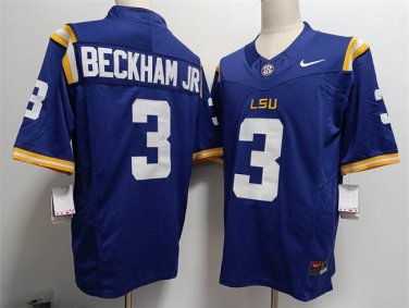 Activewear  Uniform #3 Odell Beckham Jr. Jerseys Purple Tigers College Shirt